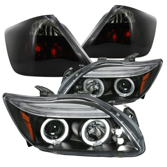 Spec-D Tuning Halo Black Projector Headlights   6-LED Bumper Fog Lights Compatible with Tc Left   Right Pair Headlamps Assembly