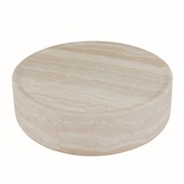 RONSHIN 31.49" Round Coffee Table, Fiberglass Round Modern Industrial Drum Coffee Table, Unique Circle Center Table, No Need Assembly, For Home Office Living Room