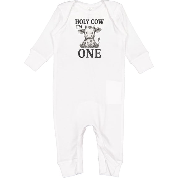 Inktastic Holy Cow I'm One Birthday Baby Romper Coveralls