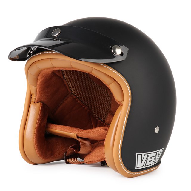 Casco Vintage Americano de Motocicleta - Blanco Dorado