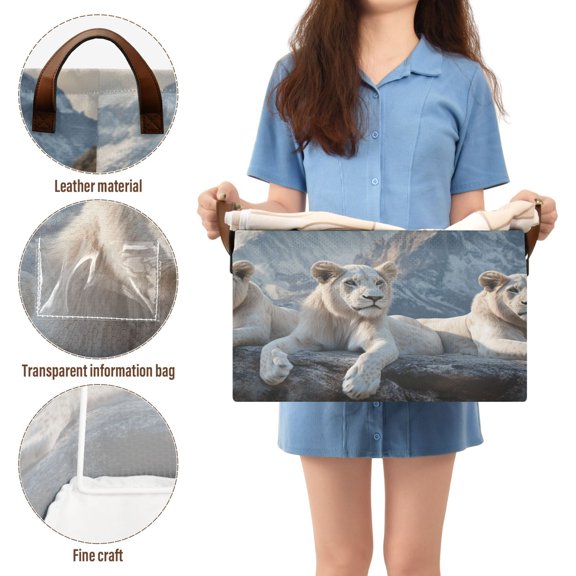 BZSMCE Collapsible Fabric Cube Storage Bins White Lion Design Pattern Storage Box