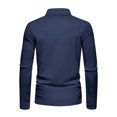 thumbnail image 3 of Men's Quarter Zip Polo Shirts Casual Lightweight Long Sleeve Top Mock Neck Stylish Summer Color Block Golf Slim Fit Shirts Navy 2XL, 3 of 4