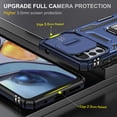 thumbnail image 2 of For Motorola Moto G22 2022 6.5", Hybrid Rugged PC Shell 360°Rotating Holder/Kickstand Camera Slide Car Mount Anti-fall Airbags Military-Grade Shockproof Anti-fingerprint Case,Navyblue, 2 of 7