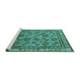 thumbnail image 2 of Ahgly Company Machine Washable Indoor Square Oriental Turquoise Blue Traditional Area Rugs, 7' Square, 2 of 4