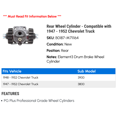 thumbnail image 2 of Rear Wheel Cylinder - Compatible with 1947 - 1952 Chevy Truck 1948 1949 1950 1951, 2 of 2