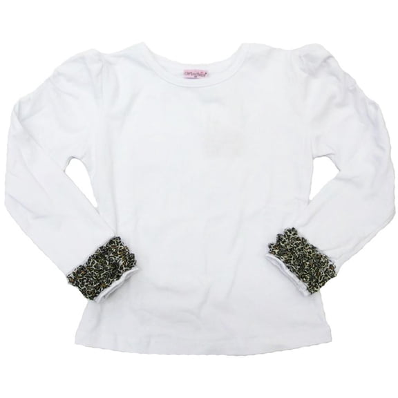 Wenchoice Girl'S White Leopard Flower Long Sleeve Shirt  S(1T-2T)