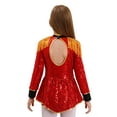 thumbnail image 4 of TiaoBug Kids Girls Circus Ringmaster Cosplay Jumpsuit Sequins Tassel Lion Tamer Stage Performance Costume Red 6, 4 of 7