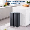 thumbnail image 2 of BeesClover 16 Gal Triple Compartment Kitchen Trash Can, Stainless Steel Garbage & Recycle Bin Combo with Plastic Inner Buckets, 2 of 8