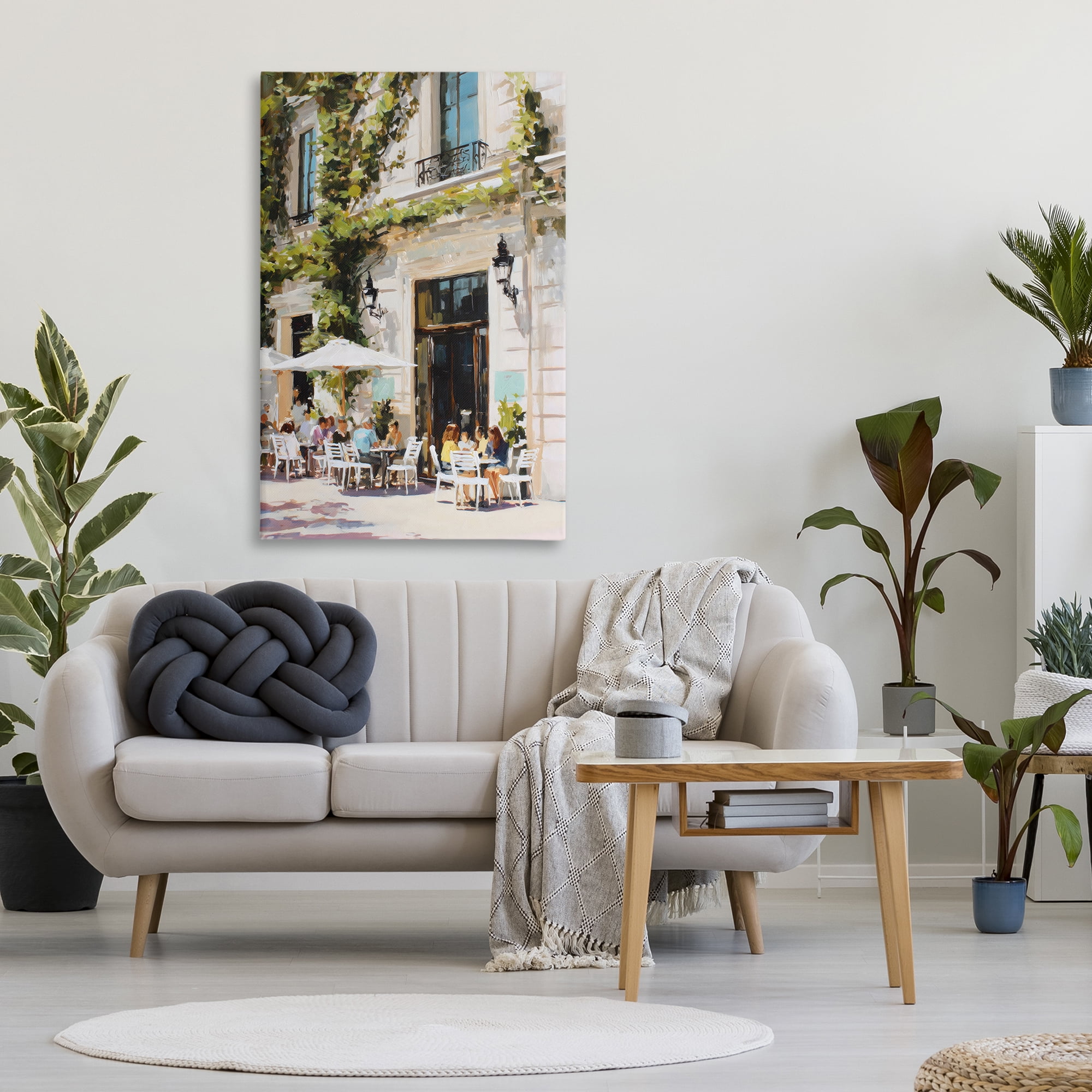 Stupell Industries Streetside Cafe Terrace with Ivy Canvas Wall Art, design by Petal Prints Design