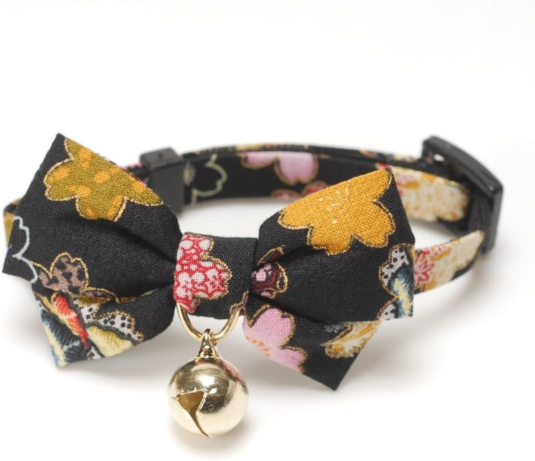 Necoichi Kimono Bow Tie Cat Collar, Black