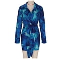 thumbnail image 3 of Oplxuo Women's Sexy Faux Wrap V Neck Collar Long Sleeve Mini Shirt Dress Casual Loose Blouses, 3 of 4