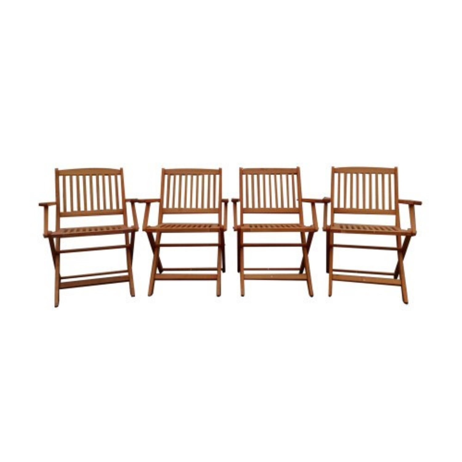 Folding Chairs Set of 4, Solid Wood Folding Chairs with Slatted Seat, Portable Event Chairs for Dining Room, Kitchen, Wedding & Party, Brown