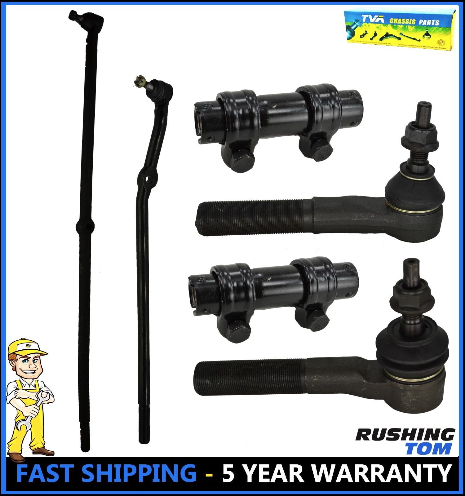 6Pc Kit Tie Rod Drag Link Adjusting Sleeve for 2000 Dodge RAM 1500 2500