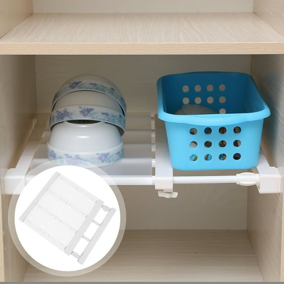 ETHZZLE Expandable Tension Shelf for Closet White 1 Piece 15.7X9.4X0.4In