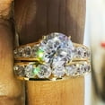 thumbnail image 2 of APIPEE 2pcs His and Hers Wedding Ring Sets Couples Engagement Rings Women and Men 925 Sterling Silver AAA Cubic Zirconia 14k Gold Plated, 2 of 7