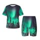 thumbnail image 1 of Fotbe Northern Lights 2 Pijama Estampada de 2 Piezas para Niños – Ropa de Dormir de Manga Corta Cómoda para Niños y Niñas, Camiseta y Shorts de Algodón-Medium, 1 of 6