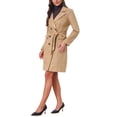 thumbnail image 4 of INSPIRE CHIC Women's Faux Suede Trench Coat Notched Lapel Double Breasted Mid-Long Overcoat Fall Winter Jacket with Belt XS Khaki, 4 of 6