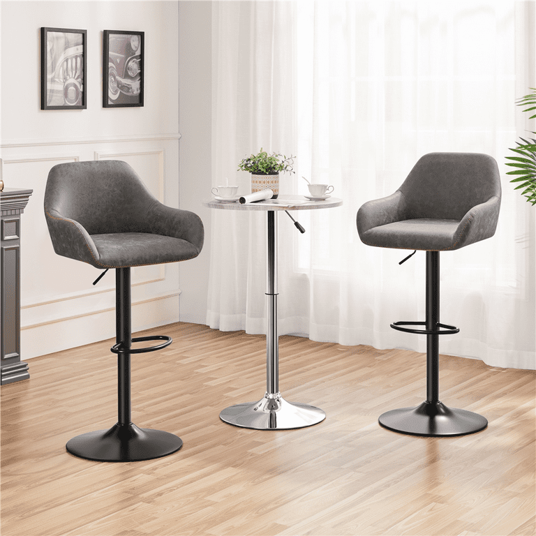 Smile Mart Adjustable Vintage Faux Leather Bar Stools with
