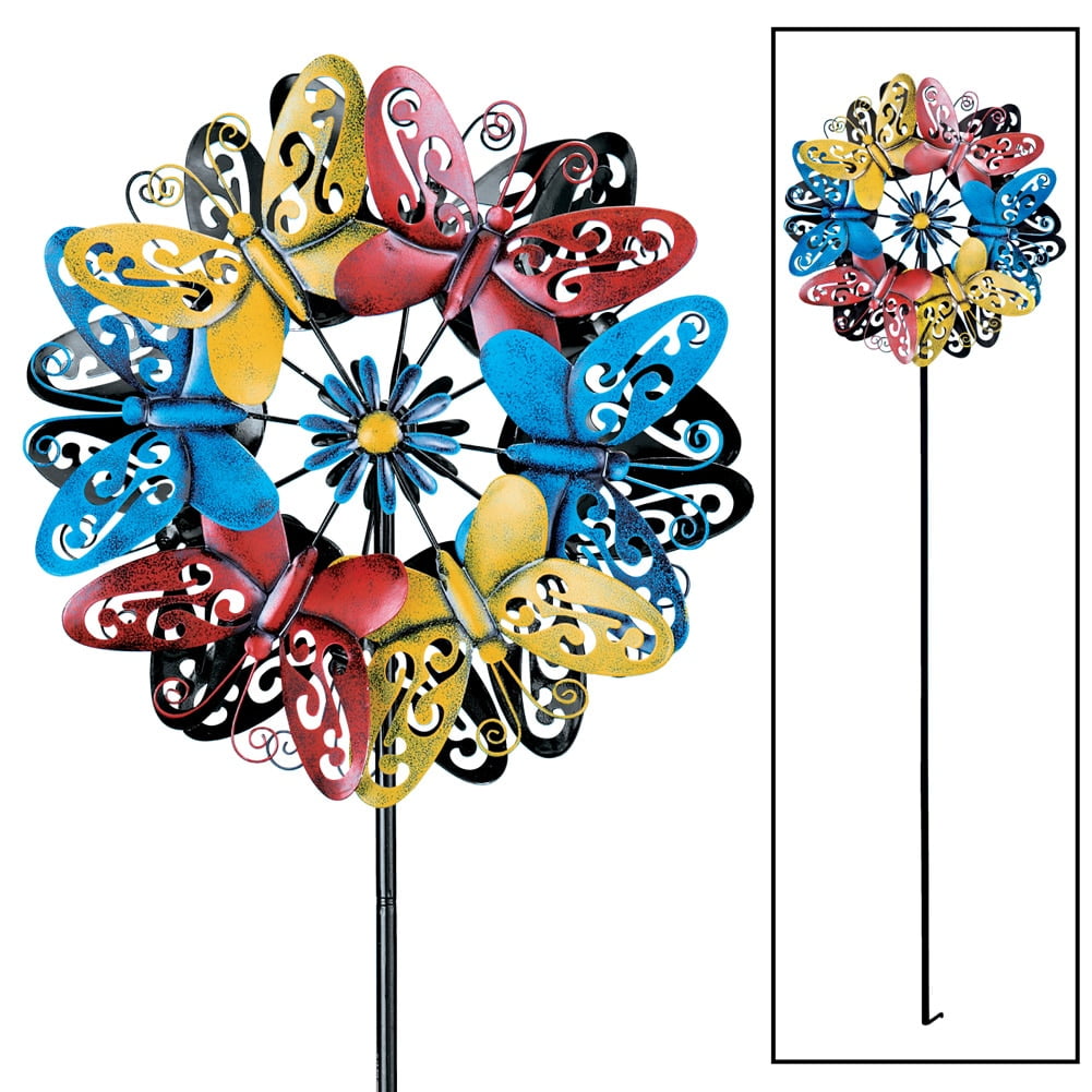 Colorful Butterfly Double Wind Spinner, Multi by Collections Etc