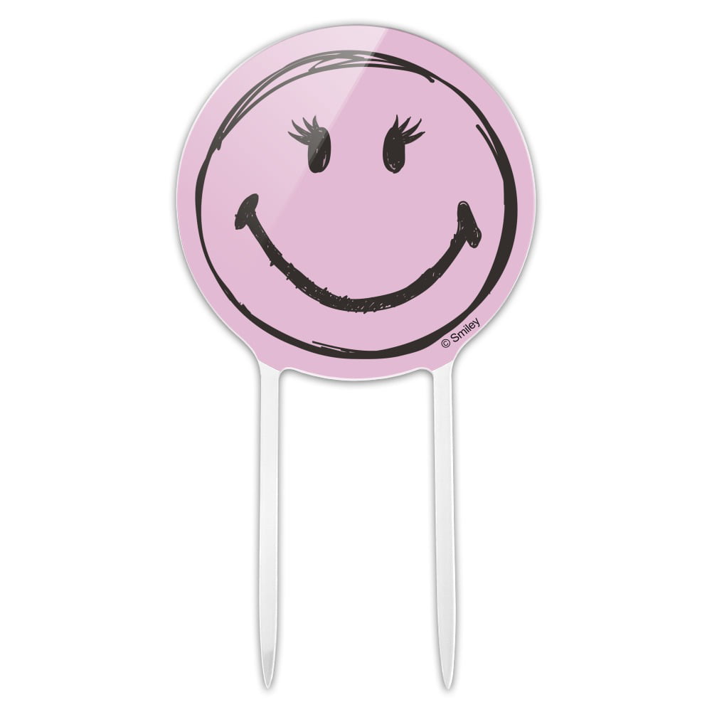 Smiley face straw topper happy face with glasses