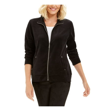 KAREN SCOTT $49 Womens New Black Zip Up Casual Jacket PS Petites B+B
