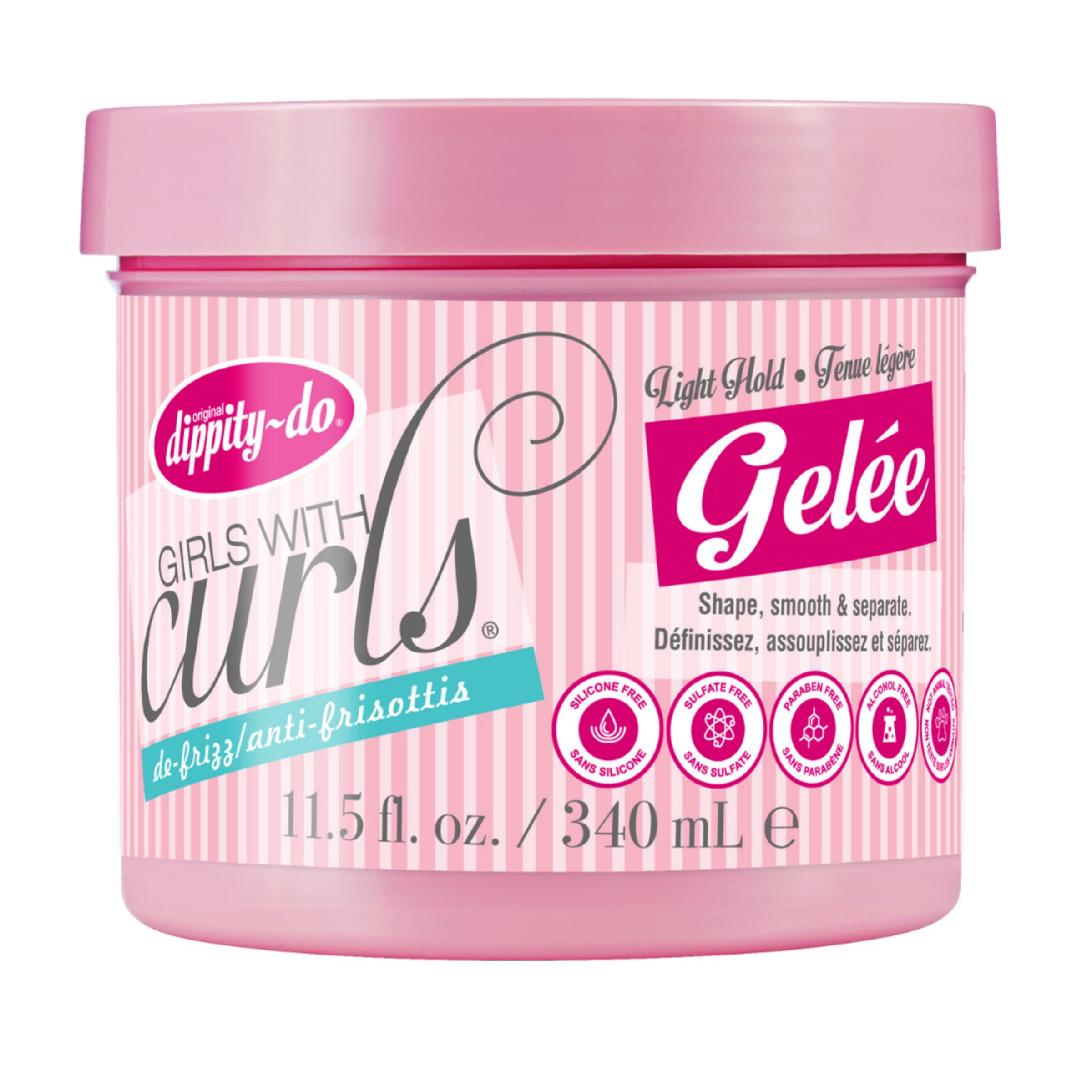 (6 pack) Dippity-do Girls with Curls De-Frizz Light Hold Gelee, 340 ml/11.5 fl oz
