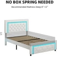 thumbnail image 6 of 4 Ever Winne Twin Size LED Bed Frame with Headboard，Upholstered Platform Bed Frame with Diamond Tufted Headboard and Footboard，White, 6 of 7