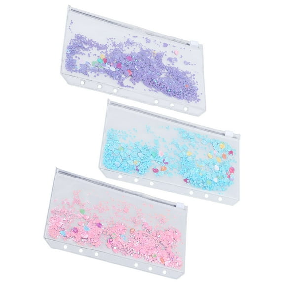 Adhesive Zipper Pouch Set for Storage Use with Transparent PVC Material Assorted Color 3pcs