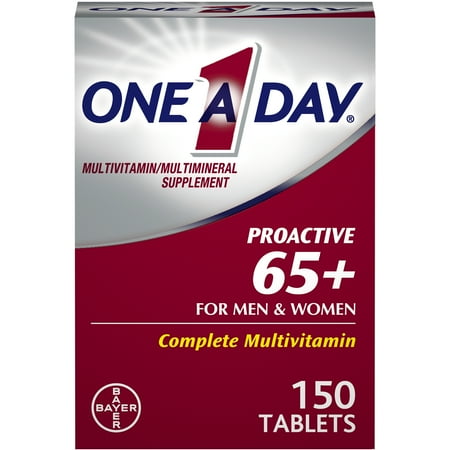 One A Day Proactive 65+, Men & Women's Multivitamin Supplement including Vitamins A, C, B6, B12, Calcium and Vitamin D, 150 (Best Multivitamin For Men And Women)