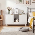 thumbnail image 6 of Innovar Home Cat Litter Box Enclosure - 47" Hidden Cat Litter Box Furniture, Large Indoor Cats Washroom Cabinet for 2 Cats with 2 Doors & Scratching Pad for Living Room Bedroom,White/Marble Top, 6 of 11