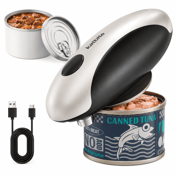 Katbite Electric Can Opener, Type-C Rechargeable, One-Touch Automatic, Smooth Edge