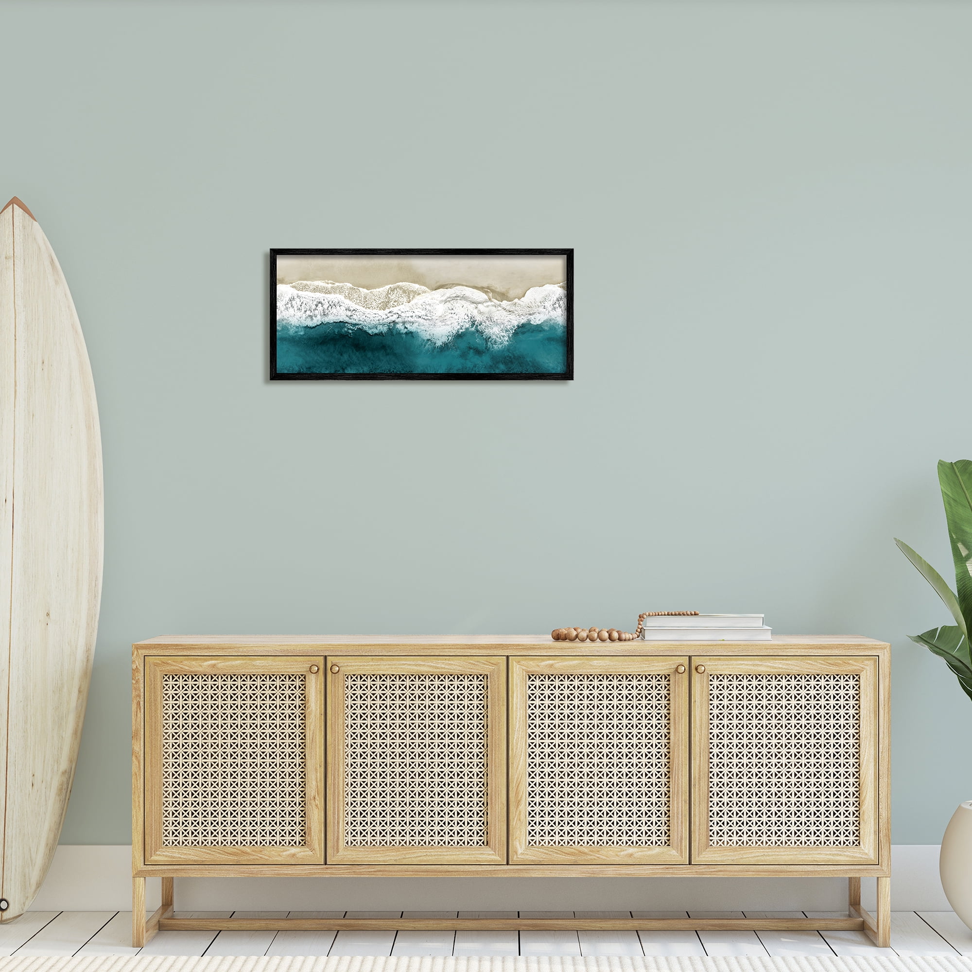 Stupell Industries Foamy Beach Coast Deep Blue Ocean Water, 30 x 13,Design by Maggie Olsen