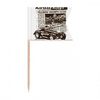 Classic Cars Newspaper Pattern Illustration Toothpick Flags Labeling Marking for Party Cake Food Cheeseplate
