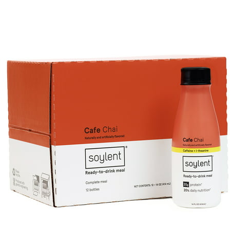 Soylent Ready to Drink Meal Replacement Shake, Cafe Chai, 14 Oz, 12 (Best Meal Replacement Soylent)