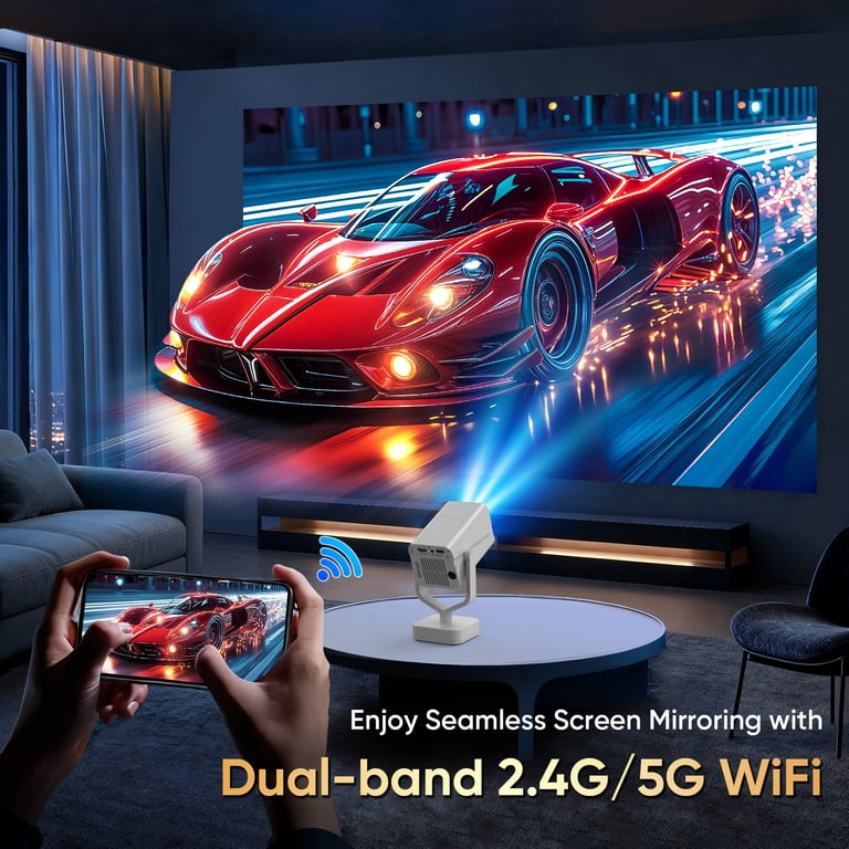 GCZ Mini Projector with WiFi Bluetooth HD 720P Support 1080P 4K
