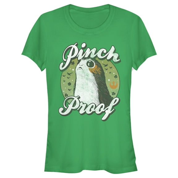 Junior's Star Wars The Last Jedi Porg St. Patrick's Day Pinch Proof Graphic Tee Kelly Green X Large