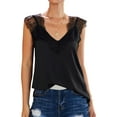 thumbnail image 3 of Women Crochet Lace Spliced Sleeveless Vest V Neck Cami Tops, 3 of 5