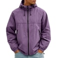 thumbnail image 2 of GrmtClth Men's Hooded Windbreaker Jacket, Lightweight Full Zip Up Rain Jacket with Pockets, Water-Resistant Casual Outerwear Sun Protection Clothing Purple 2XL, 2 of 5