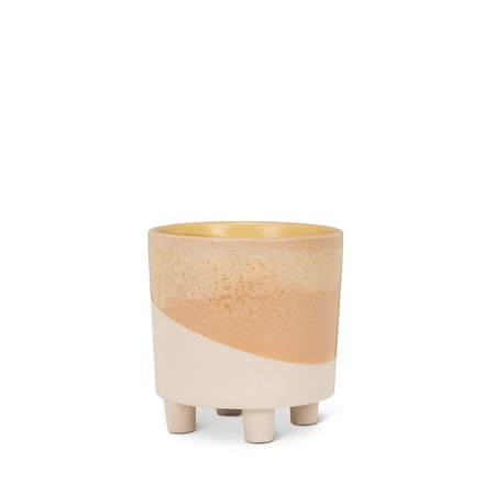 Small Neutral Abstract Planter with Feet