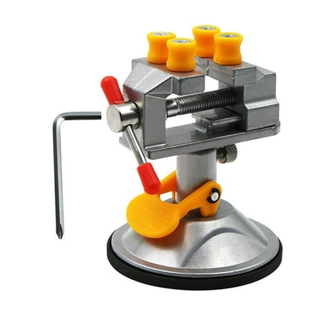 

Portable Swivel Vise Non-Slip Fixed Tool with Suction Cup Rotating Drill Stand Table Bench Vise - With Nails Silver