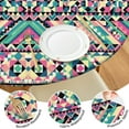 thumbnail image 3 of Vinyl Tablecloth Fitted Round, Hippie Floral Vintage Aesthetic Style, Waterproof Elastic Edge, Backed, Stain Resistant Table Cover, 3 of 5