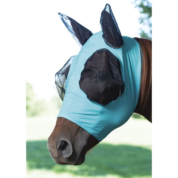 Weaver Leather Covered Ear Lycra Fly Mask Turquoise MEDIUM