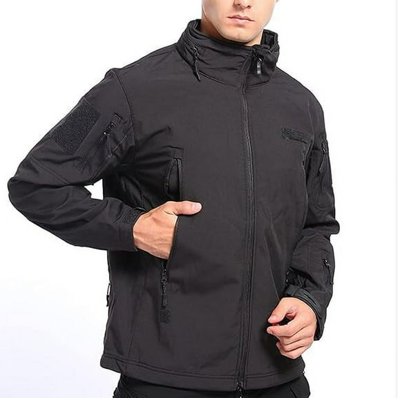 Puztloy Men's Jackets Zip Fleece Rain Shell Ski Waterproof Windbreaker Lightweight Jacket Outdoor Hiking Work Coat(Available in Plus Size)