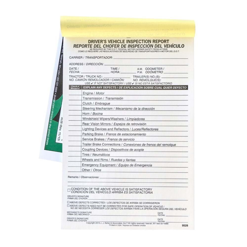 Simplified Driver Vehicle Inspection Report Book 10-pk. - Bilingual, 2-Ply Carbonless, 5.5"x8.5", 31 Sets of Forms Per DVIR Book
