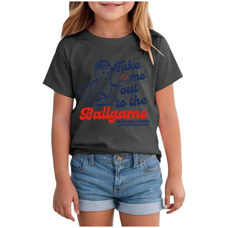Staki Toddler Baseball Shirt Baby Girl Baseball Outfit Shirt Birthday Girl T-Shirt Summer Cotton Tee Top 2T 3T 4T 2-3 Years