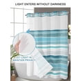 thumbnail image 4 of No Hook Teal Nordic Style Stripes Shower Curtain with Snap in Liner Set, Turquoise Texture Waterproof Fabric Bathroom Curtains with See Through Top Window, Hotel Style Stall 48 x 72 Inch, 4 of 7
