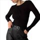thumbnail image 3 of Camiseta Asimétrica de Larga con Cuello en V y Frontal para Mujer Negro M, 3 of 9