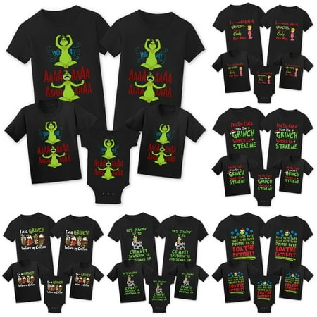 

Grinch Merry Christmas New Arrival Pattern Matching T-shirt Tops Christmas Gift Tops Tees For The Family Women And Men Short Sleeve Tee