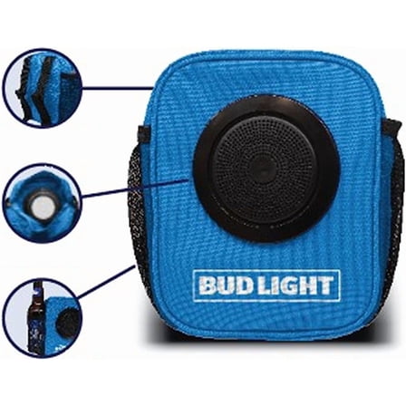 Bud Light Speaker Buddy Carry Organizer Pouch for Keys, Money, Phone, Beverage with Bluetooth Speaker- for Beach-Hiking-Camping-Walks