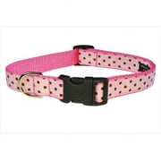 Sassy Dog Wear POLKA DOT-PINK-BROWN2-C Polka Dot Dog Collar- Pink & Brown - Small